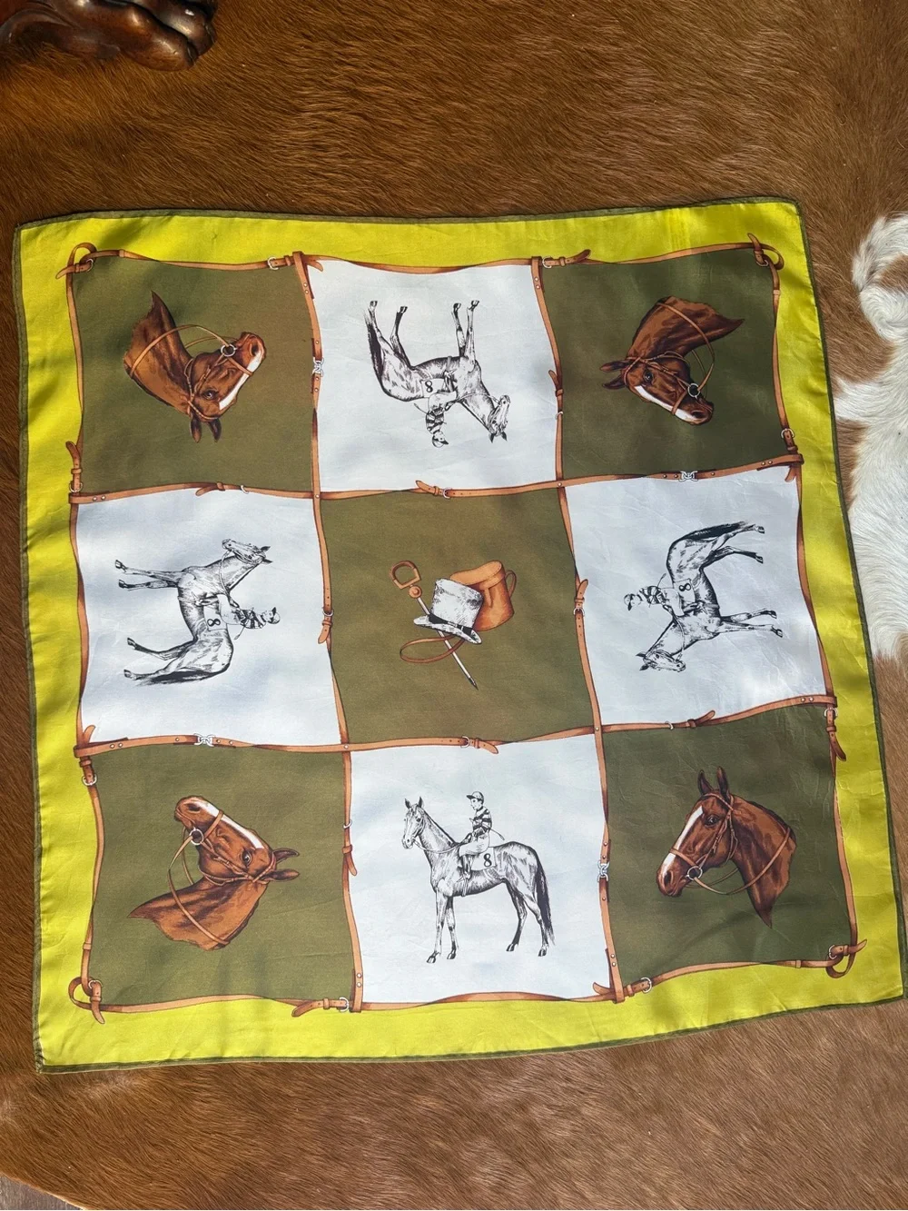 Vintage Equestrian Horse Racing Silk Scarf